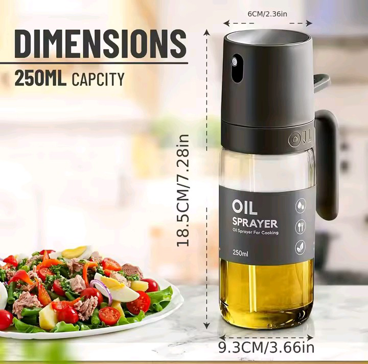 250ml Premium Glass Oil Sprayer | BPA-Free Olive Oil Mister | Refillable Cooking Spray Bottle