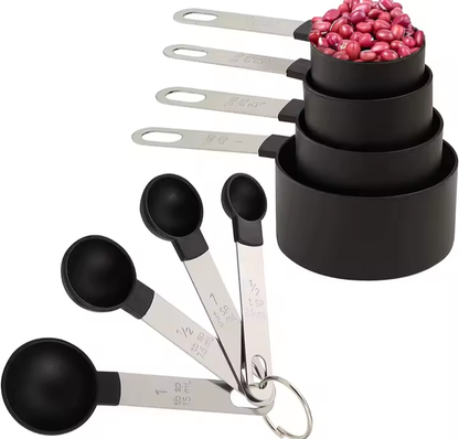 8-piece stainless steel measuring cups and spoons set with nesting design