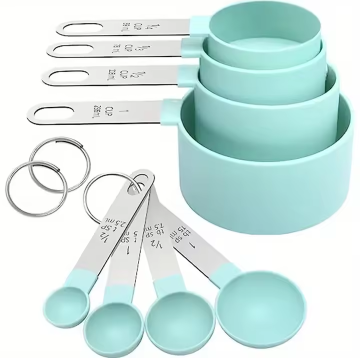 8-piece stainless steel measuring cups and spoons set with clear markings