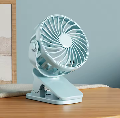 720° Rechargeable Clip-On Desk Fan with LED Night Light | Portable USB Cooling Fan