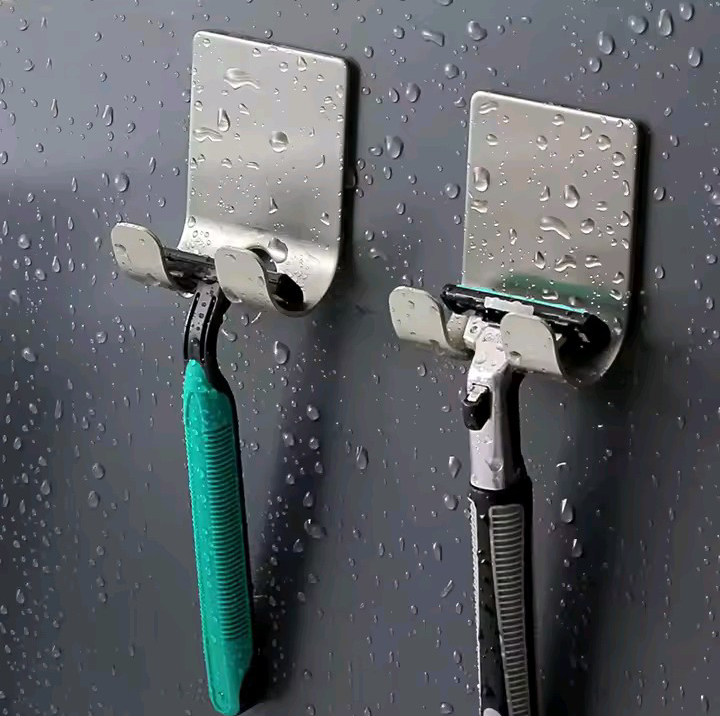 Stainless Steel Razor Holder | Self-Adhesive Bathroom Storage Hook | No-Drill Wall Mounted Organizer