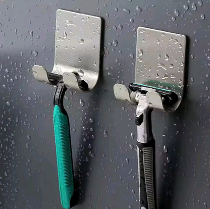 Stainless Steel Razor Holder | Self-Adhesive Bathroom Storage Hook | No-Drill Wall Mounted Organizer