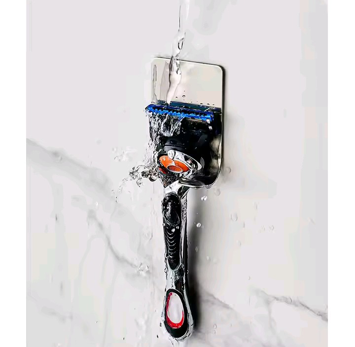 Stainless Steel Razor Holder | Self-Adhesive Bathroom Storage Hook | No-Drill Wall Mounted Organizer