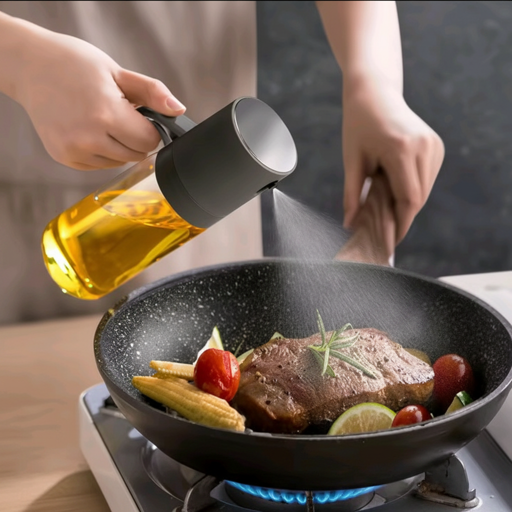 250ml Premium Glass Oil Sprayer | BPA-Free Olive Oil Mister | Refillable Cooking Spray Bottle