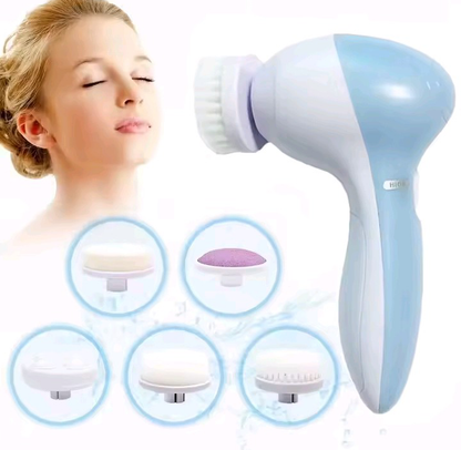 5-in-1 Electric Facial Cleansing Brush – Deep Face Cleanser, Blackhead Remover & Skin Massage Tool