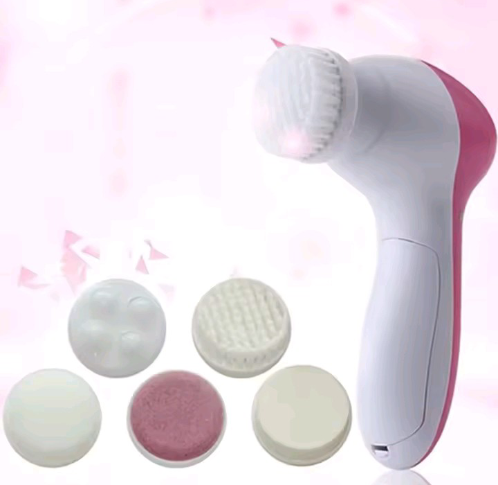 5-in-1 Electric Facial Cleansing Brush – Deep Face Cleanser, Blackhead Remover & Skin Massage Tool