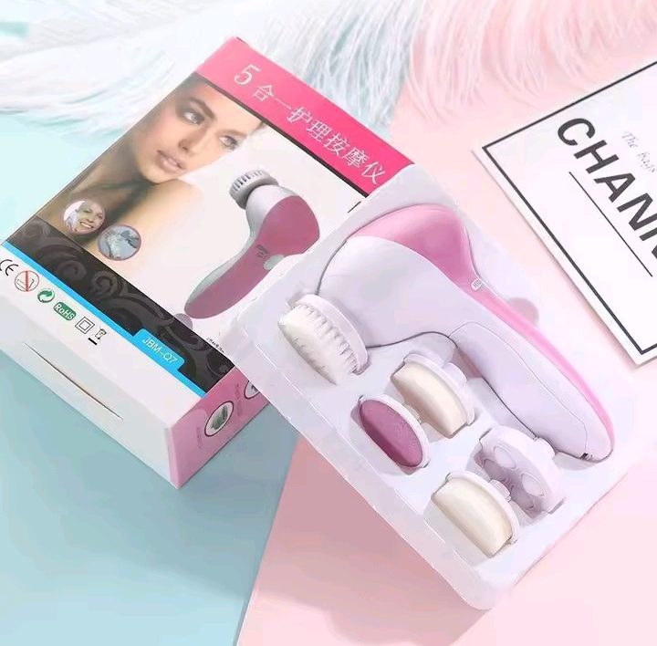 5-in-1 Electric Facial Cleansing Brush – Deep Face Cleanser, Blackhead Remover & Skin Massage Tool