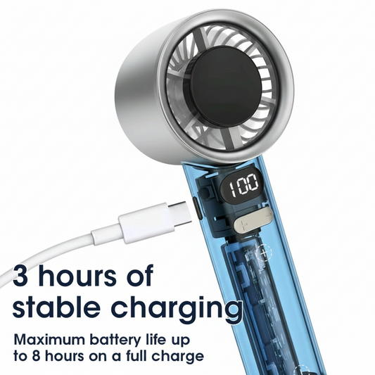 Portable Mini Handheld Fan – USB Rechargeable Personal Cooling Fan with 4 Speed Settings & LED Power Display