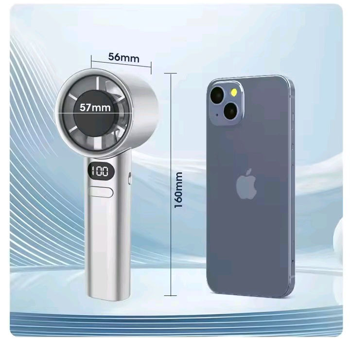 Portable Mini Handheld Fan – USB Rechargeable Personal Cooling Fan with 4 Speed Settings & LED Power Display