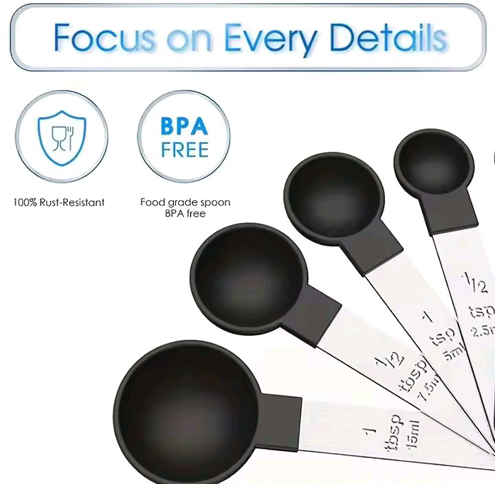 8-piece stainless steel measuring cups and spoons set with engraved markings