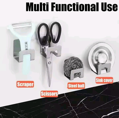 2pcs stainless steel sponge holders mounted on kitchen sink