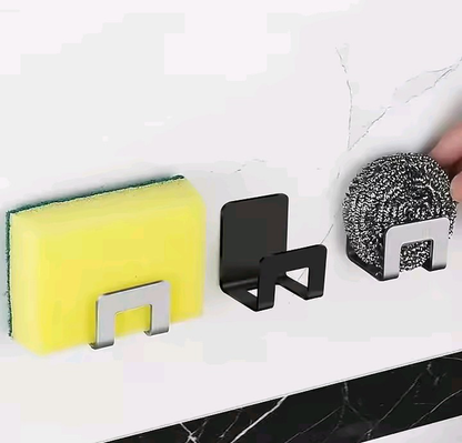 2pcs stainless steel sponge holder self-adhesive kitchen rack